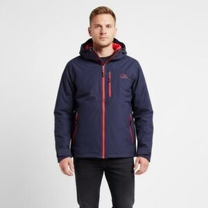 L.L. BEAN Men's Medium Down Fill Winter Jacket Downtek Water Resistant Navy Red‎